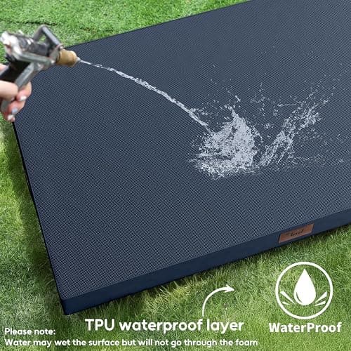 Tail Stories Outdoor Waterproof Dog Bed, Orthopedic Dog Bed for Medium Dogs 30x20 Inch, Egg Crate Foam Pet Bed with Washable Removable Oxford Cooling Cover, Navy thumbnail 4