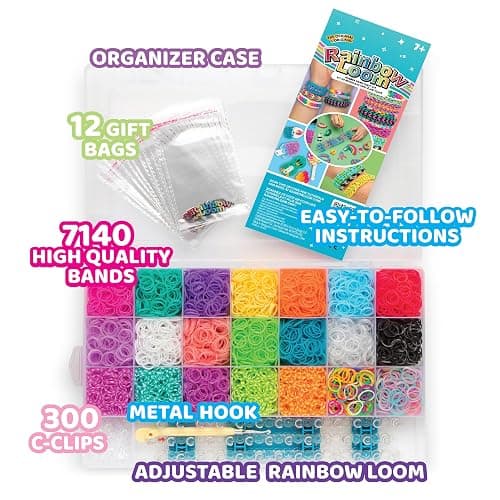 Rainbow Loom MEGA Combo Set, Features 7000+ Colorful Rubber Bands, 2 Step-by-Step Bracelet Instructions, Organizer Case, Great Gift for Kids 7+ DIY Craft, STEAM thumbnail 5