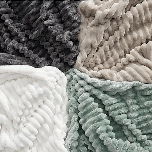 Bedsure King Size Blanket for Bed - GentleSoft Cozy Soft Blankets for Women, Cute Large Fleece Throws for Girls, Off White, 108x90 Inches - Off White - King (108" x 90") thumbnail 7