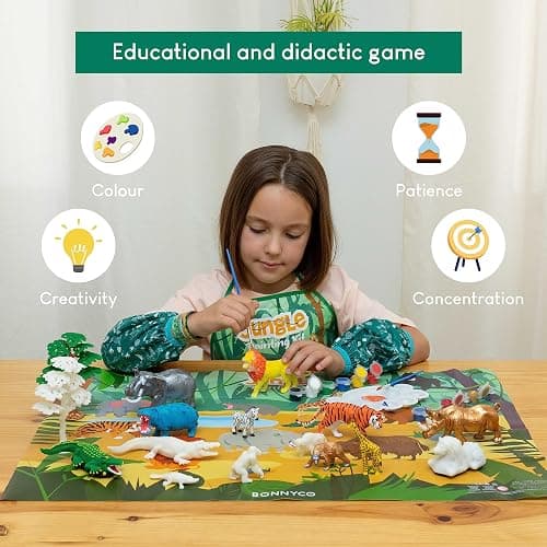 BONNYCO Animal Toys for Kids Painting Kit with 16 Figurines. Animal Kids Crafts 4-8 with Glow in the Dark, Safari Gifts for Boys and Girls. Boy Toys 3 4 5 6 7 8 9 10, Years Old Birthday Christmas thumbnail 8