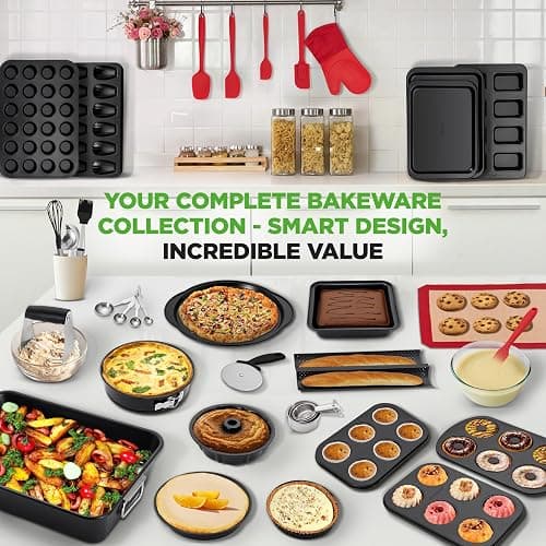 NutriChef 42-Piece Ultimate Nonstick Bakeware Set - Carbon Steel Baking Pans, Everyday Baking Tools, Oven Mitts, & More - Ideal for Baking Delicious Savory & Sweet Treats - Complete Set for Bakers thumbnail 5
