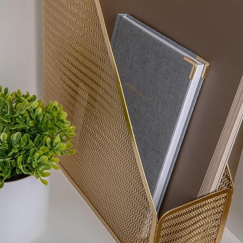 Martha Stewart Ryder Gold Mesh Metal Single Slot Magazine File Holder, Desktop Organizer, 9.75 x 3.75 x 11.5 thumbnail 5