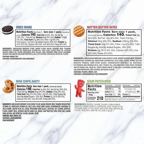 OREO Mini Cookies, CHIPS AHOY! Mini Cookies, SOUR PATCH KIDS Candy & Nutter Butter Bites & Candy Variety Pack, 32 Snack Packs | OREO & CHIPS AHOY! Minis Cookies, SOUR PATCH KIDS Candy & NUTTER BUTTER Bites, Individually Wrapped thumbnail 2
