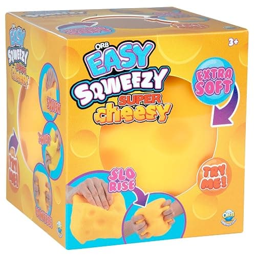 ORB Easy Sqweezy Super Cheesy - Squeeze This Big, Fun, Squishy, Slow Rising, Extra Soft Giant Block of Cheese for Stress Relief - Original Sensory / Fidget Novelty Toy and Gift for Kids and Adults thumbnail 2