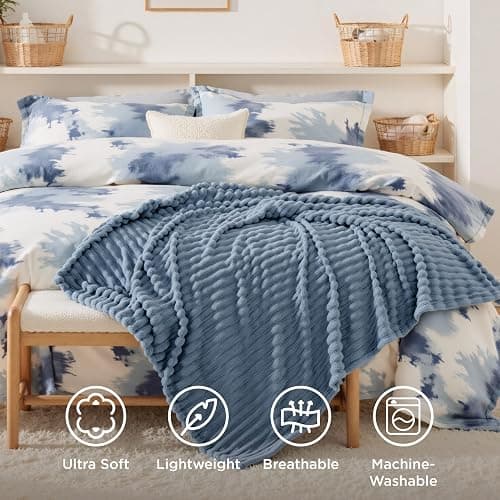 Bedsure GentleSoft Throw Blanket for Couch - Cozy Soft Blankets for Women, Cute Small Throws for Girls, Ashley Blue, 50x70 Inches thumbnail 6