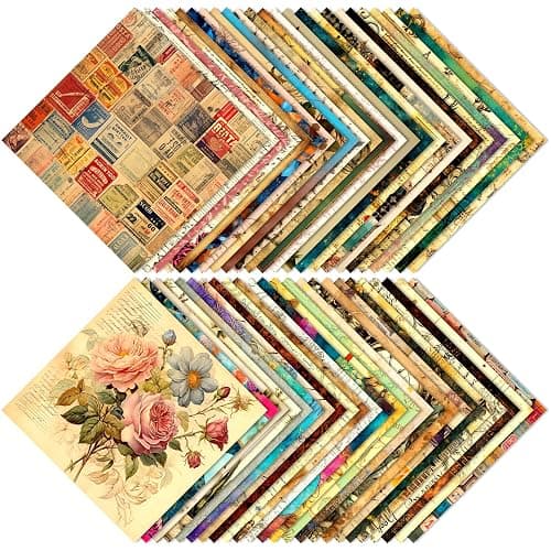 48Pcs Vintage Pattern Scrapbook Paper 15*15cm Premium Specialty Craft Paper Folded Flat for DIY Background Card Making Scrapbook Photo Album Decor - Image 1