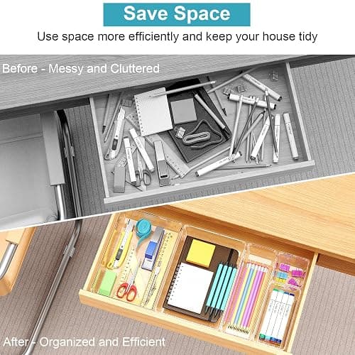 Radikor Schubladen Organizer -16 Stück Schminktisch Organizer in 4 Größen, Drawer Organizer, Make Up Organizer, Schubladen Ordnungssystem für Schreibtisch, Büro, Küchen, Bad thumbnail 4
