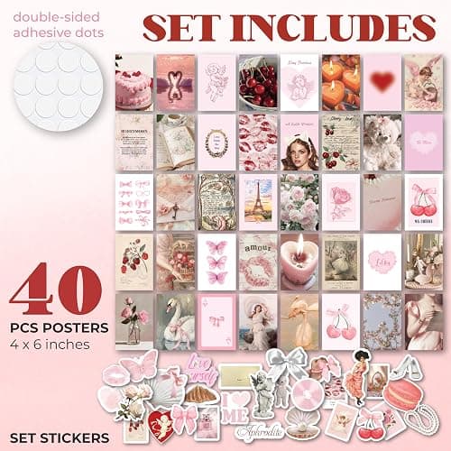 97 Decor Pink Coquette Room Decor Aesthetic - Coquette Wall Decor, Coquette Posters For Room Aesthetic Pink Collage Kit For Teen Girls Dorm Bedroom, Cute Pictures Trendy Art Prints (4x6) thumbnail 2