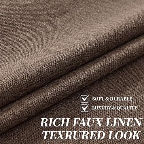 Cniuyhi Chocolate Brown Faux Linen Total Blackout Pleated Curtains 120 Inches Long 1 Panel 10ft Length Back Tab Drapes Heavy Thermal Insulated Patio Door Drapes for Living Room Pinch Pleat 40” x 120” thumbnail 6