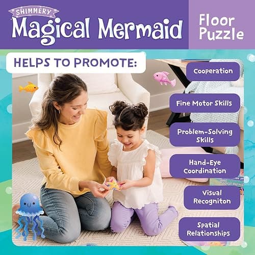 Peaceable Kingdom Shimmery Magical Mermaid Floor Puzzle thumbnail 5