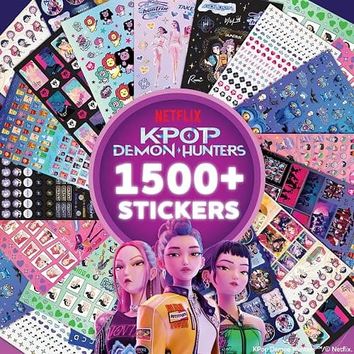 Netflix Kpop Demon Hunters Sticker Sheets Pack 1500+ Stickers for Kids, 20 Sheets with Letters, Characters & Scenes, Kawaii Stickers in Resealable Bag for Scrapbooking, Planners, Gifts for Girls - Image 1