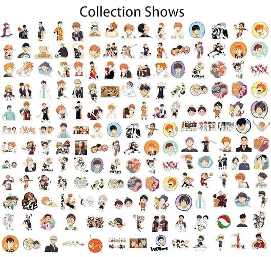 Pounchi Volleyball Anime Stickers (200 Pcs) Cute Cartoon PVC Sticker, Gifts for Laptop Water Bottle Skateboard Party Supplies Decorations Teens Kids thumbnail 3