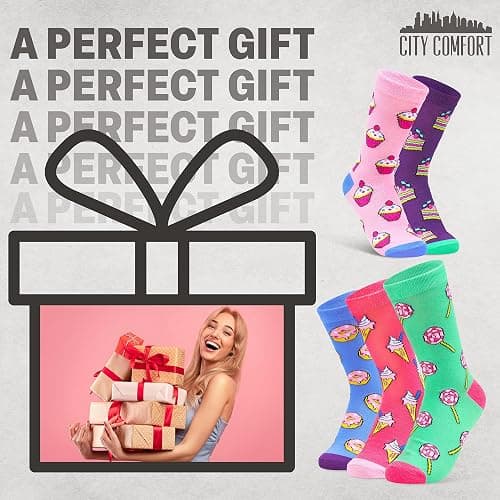 CityComfort Womens Socks 5 Pack Gifts for Women Teens Cute Calf Length Socks Vibrant Colours Breathable Casual Sports Work thumbnail 4