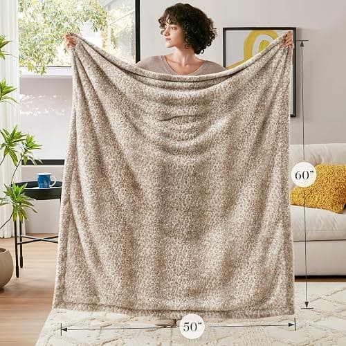 Madison Park Zuri Soft Plush Luxury Oversized Faux Fur Throw Animal Stripes Design, Faux Mink On The Reverse, Modern All Seasons Blanket for Bed, Sofa Couch, Office, Leopard, 60x70 thumbnail 3