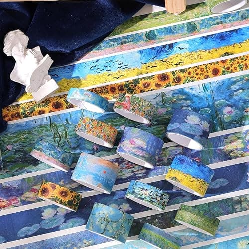 PAGEMORE 32 Rolls Washi Tape Set, Colored Van Gogh Patterns Decorative Masking Tape, Vintage Artists Tapes for Journaling, Junk Journal, DIY Craft Projects, Scrapbooking Supplies Decor thumbnail 4