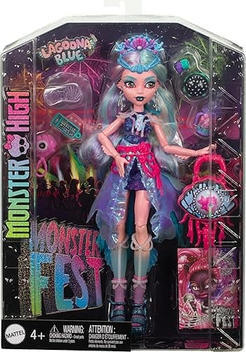 Monster High Monster Fest Doll, Lagoona Blue with Glam Outfit & Festival Themed Accessories Like Snacks, Band Poster, Statement Bag & More thumbnail 8