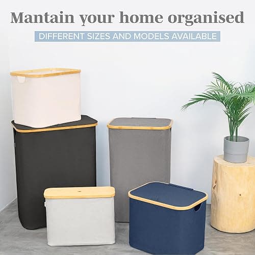 LONBET Toilet Paper Storage for 12 Rolls, Stackable & Foldable - The Ultimate Bathroom Organizer - Waterproof Basket with Bamboo Lid - Elegant Toilet Paper Storage Holder, Beige thumbnail 6
