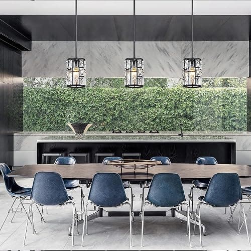 Modern Crystal Pendant Light Fixture 3-Pack Matte Black Finish Hanging Lighting Crystal Chandelier for Living Room, Kitchen, Hallway thumbnail 5