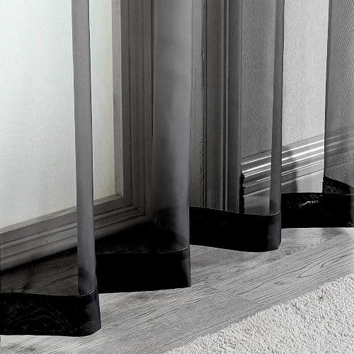 OWENIE Black Sheer Curtains, Sheer Curtains 84 inch Length 2 Panels Set, Rod Pocket Voile Fimly Sheer Drapes for Living Room/Bedroom, 2pcs, Each 42" W x 84" L, Black thumbnail 9