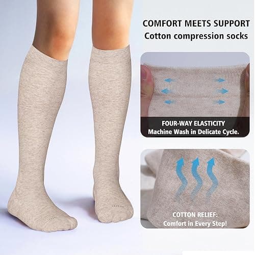 LEVSOX Thick Cotton Compression Socks for Women&Men 20-30mmHg Knee High Cute Support Sock for Nurses, Pregnancy, Travel thumbnail 3