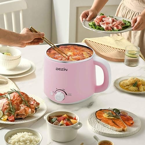 Dezin Hot Pot Electric, Rapid Noodles Cooker, Stainless Steel Electric Pot 1.6 Liter, Perfect for Ramen, Egg, Pasta, Dumpling, Soup, Porridge, Oatmeal with Temperature Control and Keep Warm Function thumbnail 2