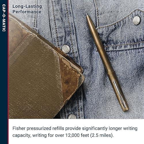 Fisher Space Pen Brass Alloy Cap-O-Matic Pen, Ballpoint, Polished Brass, Black Ink, Gift Box thumbnail 4
