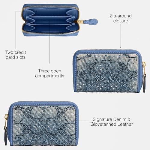 Essential Small Zip Around Card Case in Crystal Signature Denim thumbnail 3