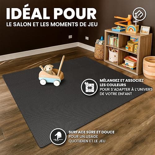 Tapis de Fitness Protection de Sol Salle de Sport - Dalles en Mousse sans BPA + Bordures | Matelas Puzzle Tatami EVA Caoutchouc pour Matériel Gym Banc de Musculation Course Garage Piscine Isolation thumbnail 12