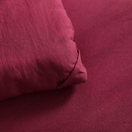 NTBAY Twin Comforter Set with Sheets, 5 Pieces Soft and Breathable Twin Bedding Set, Twin Bed in a Bag, Down Alternative Comforter Set Solid Color All Season, Kids Bedding Set, Wine Red thumbnail 9