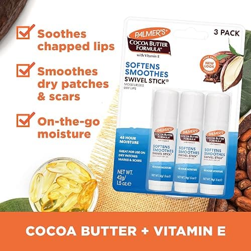 Palmer's Cocoa Butter Formula Moisturizing Swivel Stick with Vitamin E, Lip Balm Stocking Stuffer, Face & Body Moisturizer Stick, Ideal for Treating Dry Skin Patches (Pack of 3) thumbnail 2