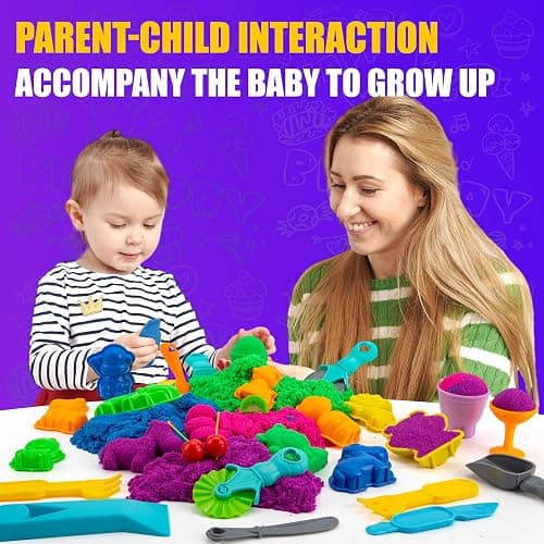 Asoxt Sensory Bin for Boy Girl Kid Toy - 43pcs Play Sand Art Kit with Sandbox, 4lb Color Sand, 17 Molds, Sensory Toy Birthday Gift for Girl Toddler Ages 3-8 thumbnail 5
