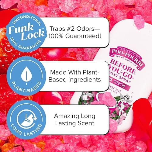 Poo-Pourri Before-You-Go Pocket Toilet Spray, Travel Essentials, Pink Citron, 1 Fl Oz, Up to 50 Uses, On-The-Go Bathroom Odor Deodorizer with Essential Oils, TSA Approved Size thumbnail 2