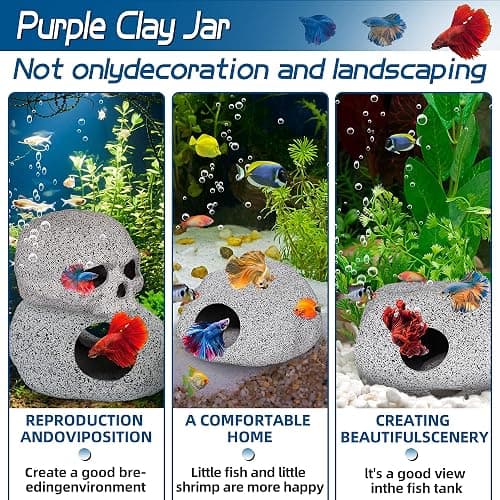 Ameliade Aquarium Decorations Cave Fish Tank Accessories Rock Decor for Shrimp Cichlid Hiding Breeding Small Fish Bowl Hide Decoration Betta Toys Hideout Stones House（Medium） thumbnail 5