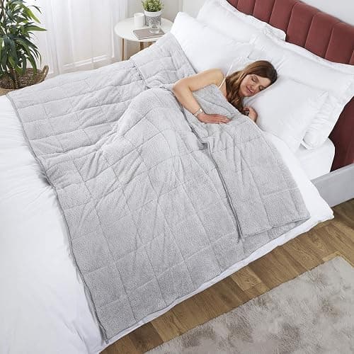 TEDDY FLEECE Weighted Blanket for Adults Soft Sherpa Throw Sleep Therapy Autism Sensory Anxiety Stress Relief Insomnia Sleeping Aid (Silver Grey, Double Size - 125cm x 180cm - 6kg (13lb)) thumbnail 4