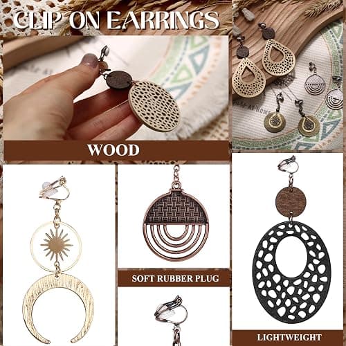 Thunaraz Clip on Dangle Earrings for Women - Bohemian Trendy Clip on Earrings Lightweight Comfortable Earrings Hypoallergenic Drop Clip ons for Non-pierced Ears Women thumbnail 2