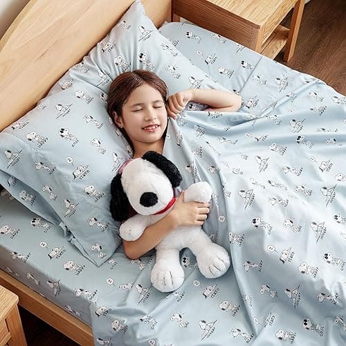 Berkshire Blanket Peanuts® Kids Sheet Set, Full Size - 4 Pieces, Peanuts® Snoopy Different Emotion Sheet Scale Murky Blue, Cute Character Snoopy Printed Soft Microfiber Bed Sheets - Peanuts Different Emotion Murky Blue - Full thumbnail 2