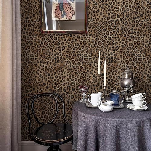 JiffDiff Upgrade Leopard Print Peel and Stick Wallpaper, 17.3" x 120" Waterproof Removable Self Adhesive Wallpaper, Brown Unique Funky Cheetah Contact Paper for Bedroom, Bathroom, Decor thumbnail 5