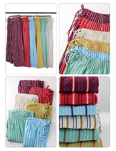 Fameetor Women Drawstring Striped Wide Leg Pants Summer Causal Barrel Loose Elastic Low Waist Palazzo Harem Pants Trousers thumbnail 5