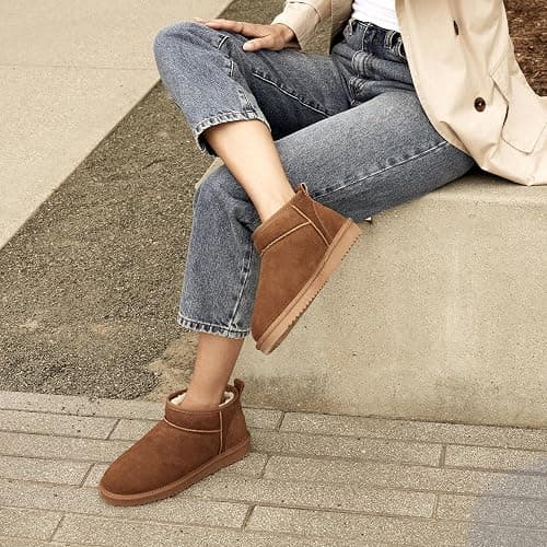 DREAM PAIRS Winter Boots for Women Mini Boot Genuine Suede Lining Water Resistant Warm Snow Boots Slip On Memory Foam Comfort Booties FuzzyClassic thumbnail 3