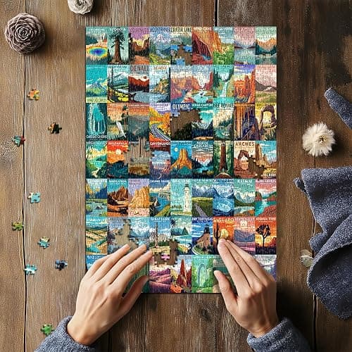 National Parks Puzzle for Adults 1000 Pieces, Travel Poster Landscape Puzzle Including Zion Yellowstone Yosemite, Nature Jigsaw Puzzles Scenery Mountain Scene thumbnail 2
