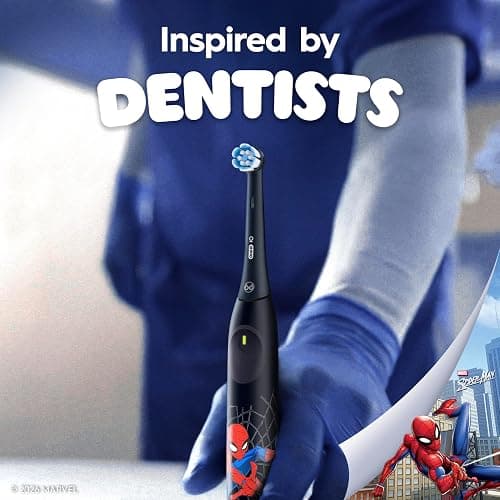 Oral-B iO Kids Limited Rechargeable Electric Powered Toothbrush, Spiderman with 1 Gentle Care Brush Head - Automatic Pressure Sensor to Protect Gums - 3 Cleaning Settings - 2 Min Music Timer thumbnail 9