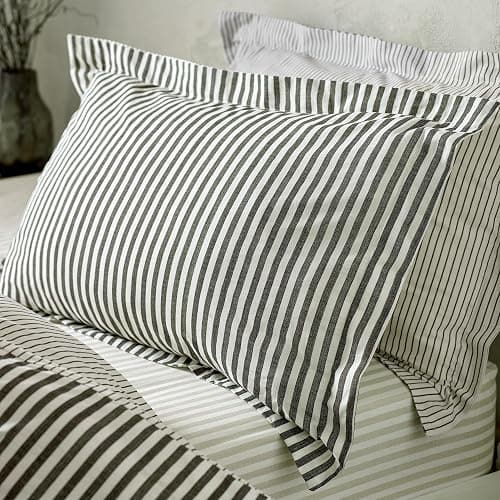 furn. Yard Hebden Mélange Stripe Cotton Duvet Set – Ultra Soft Reversible Striped Bedding (Black – Single) thumbnail 4