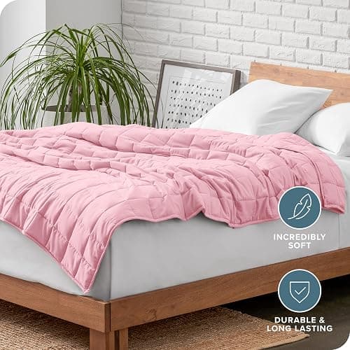 Bare Home Weighted Blanket Queen Size 17lbs (60" x 80") for Adults - All-Natural 100% Cotton - Premium Heavy Blanket Nontoxic Glass Beads (Cotton Light Pink, 60"x80") thumbnail 6