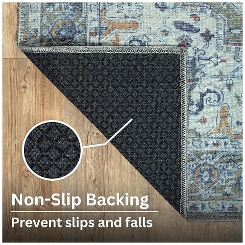 Bloom Rugs Washable Non-Slip 9' x 12' Rug - Green/Blue Traditional Medallion Area Rug for Living Room, Bedroom, Dining Room, and Kitchen - Exact Size: 9' x 12' thumbnail 8