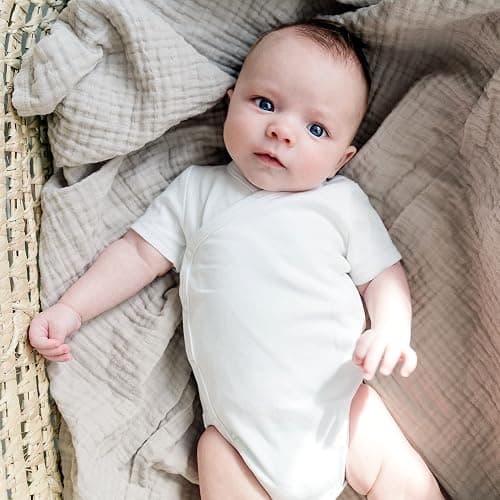 Baby Side Snap Bodysuit Set, 100% Cotton Boy Girl Unisex Kimono Onesie, 4 Pack thumbnail 6