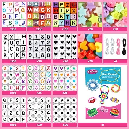 Pony Beads for Bracelets, Funtopia 4026 Pcs 72 Colors Multi-Types Kandi Beads with 10 Kandi Cuff Designs, Friendship Bracelet Making Kit with Assorted Letter Bead for Jewelry Making and DIY Crafts thumbnail 6