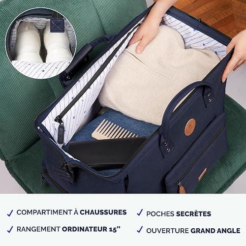 CABAIA - Sac de Voyage Duffle Adventurer Bogota 40L - Compatible Bagage Cabine 45x30x29 - Déperlant & Certifié Vegan - 2 Poches - Compartiment à Chaussures - Sac Week-End, Sac de Sport - Orange thumbnail 3