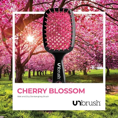 FHI Heat UNbrush Detangling Brush for Pain-Free Brushing on All Wet or Dry Hair Types — Durable DuoFlex Anti-Static Bristles, Lightweight Handle, Vented Hair Brush, Cherry Blossom thumbnail 7