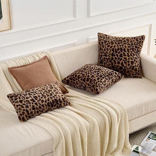 GALMAXS7 Cheetah Pillow Covers 18x18 Faux Fur Throw Pillow Covers Set of 2 Leopard Couch Pillow Covers Fluffy Soft Decorative for Home Living Room Bedroom thumbnail 5