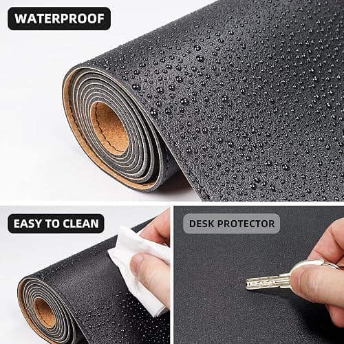 Large Desk Mat 47" x 23.7",Leather Desk mat,Double-Sided Desk Pad,Desk matt for Desktop,Large Mouse Pad,Office Desk mat,Waterproof Desk Blotter pad for Office&Home(Black+Cork) thumbnail 6